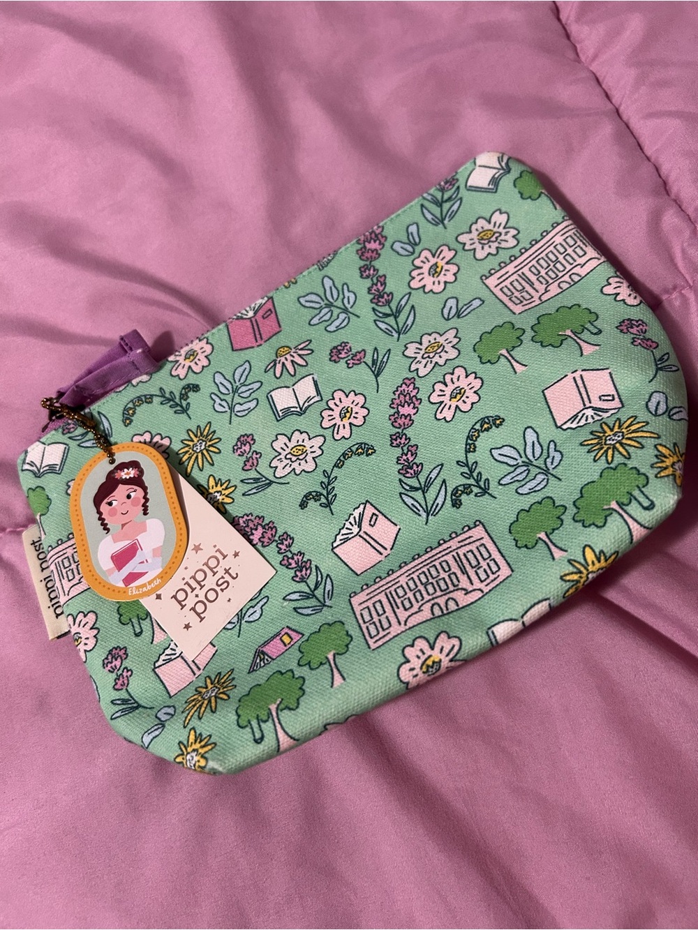 Pipii Post Mint Floral Zip Pouch - Women Bath & Body Accessory